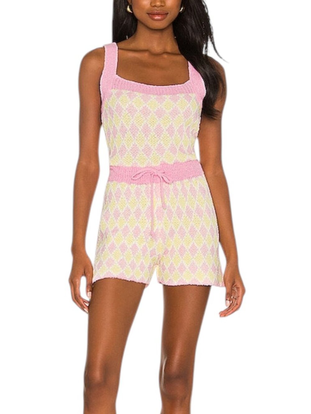 Free People X Revolve Romper Dream Diamonds Pink Yellow Combo Size S